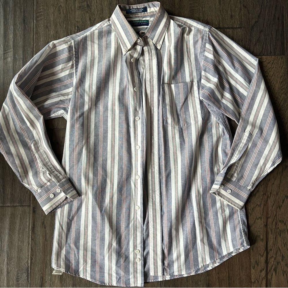 Vintage Striped Menswear Button Down Oversized Shirt Claybrooke S
